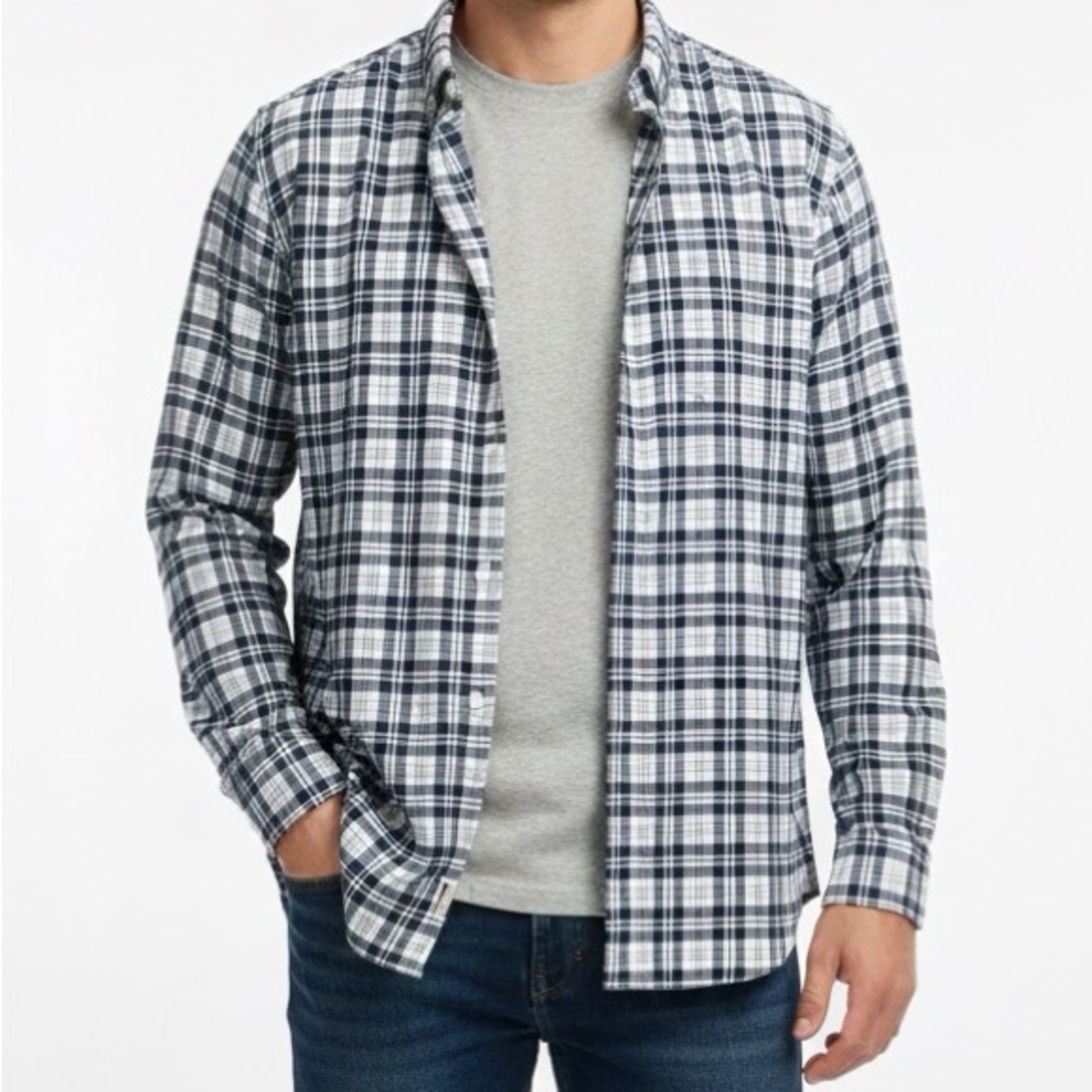Vintage Men's Blue Plaid Shirt Original Penguin